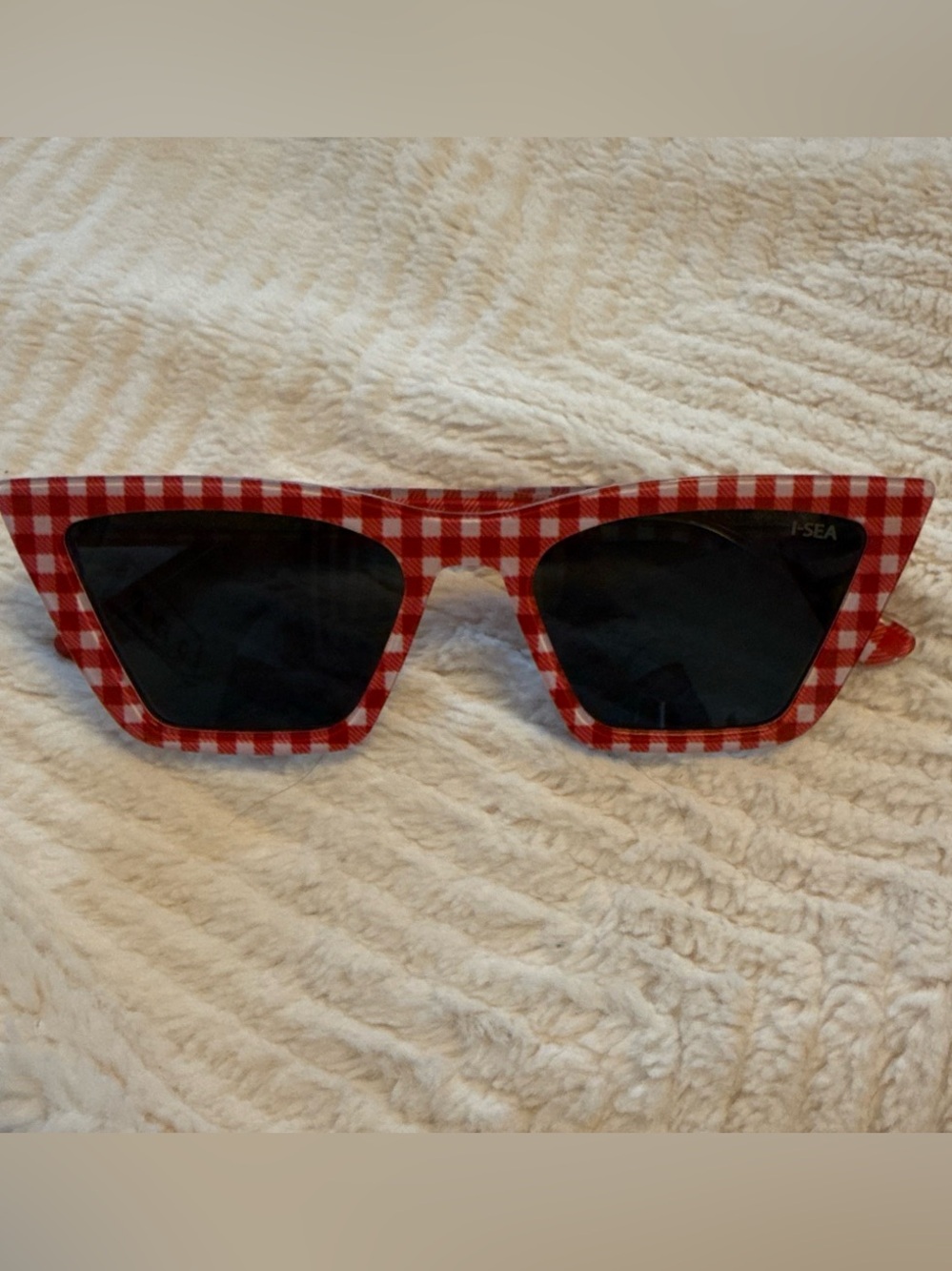 Anthropologie Red Gingham Kids Sunglasses with Dark Lenses